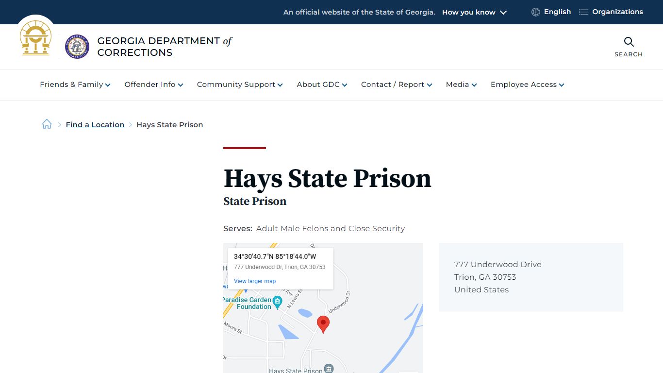 Hays State Prison | Georgia Department of Corrections